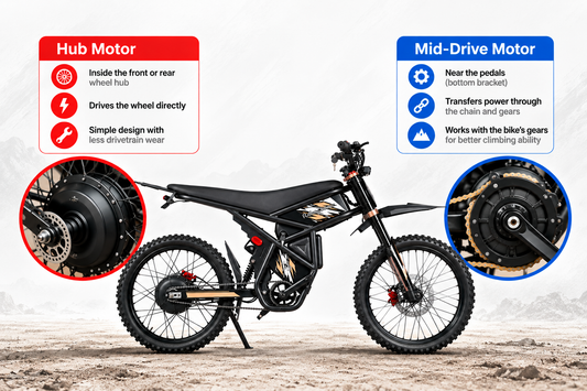 mid-drive vs hub motor electric dirt bike compare 