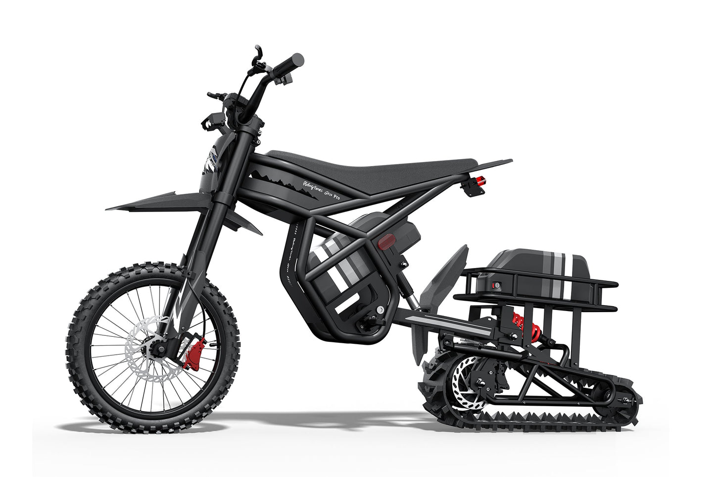 Black off-road vehicle with a trailer on a white background