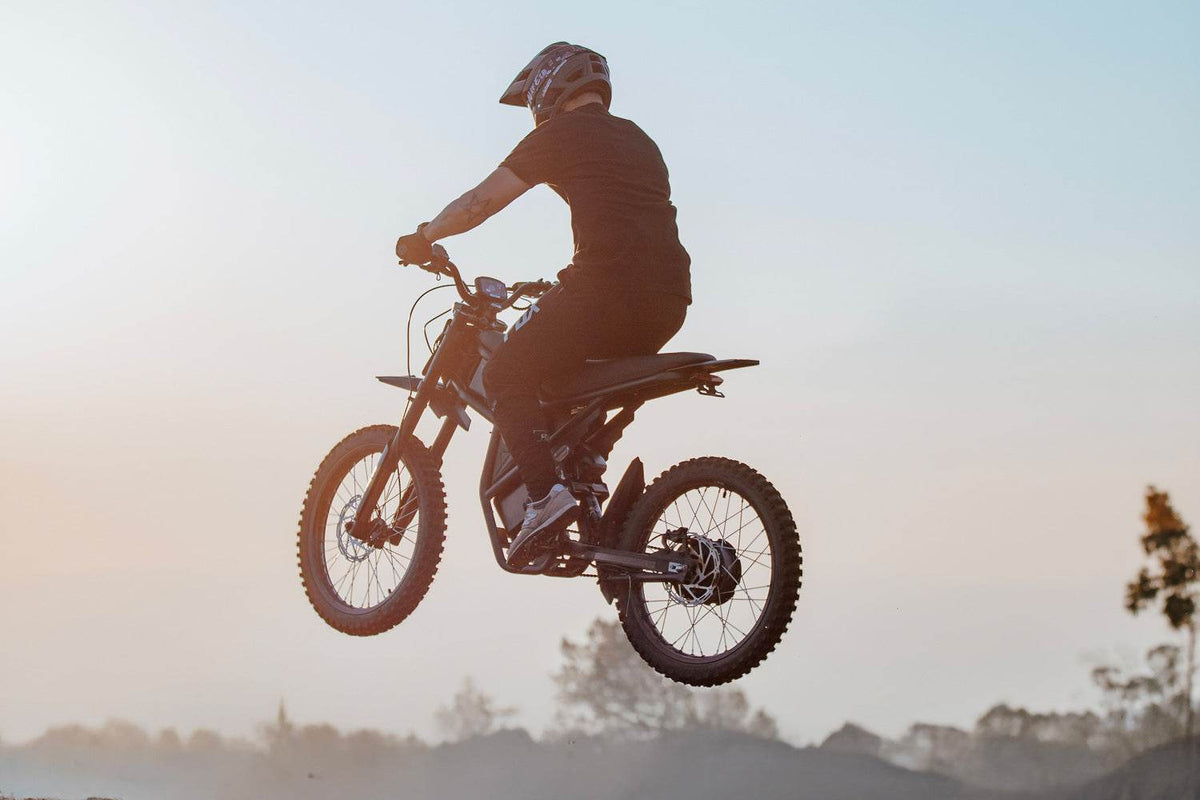 GT73 electric motorbike platform reference used on a dirt trail