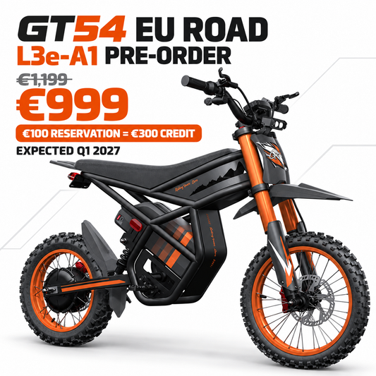GT54 EU Road L3e-A1 electric mini motorbike pre-order on a white background