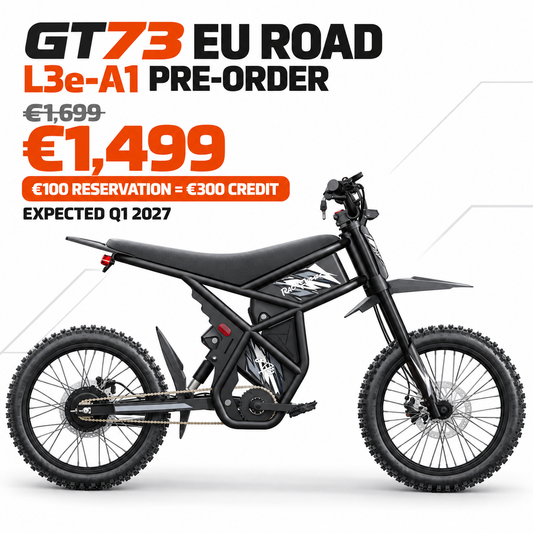 GT73 EU Road L3e-A1 electric motorbike pre-order on a white background